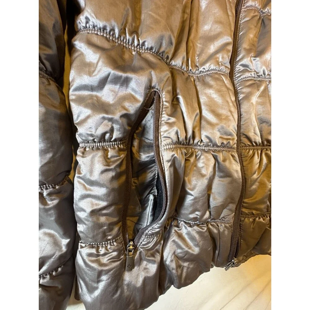 Columbia Puffer Jacket Womens XS Bronze Omni-Heat Hooded Full Zip Fashion Coat